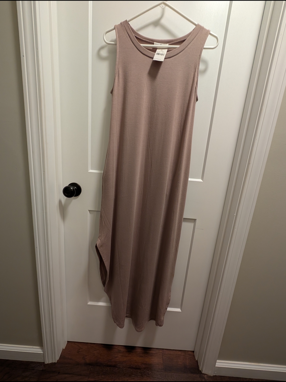 Zenana Outfitters Sleeveless Taupe Maxi Tank Dress